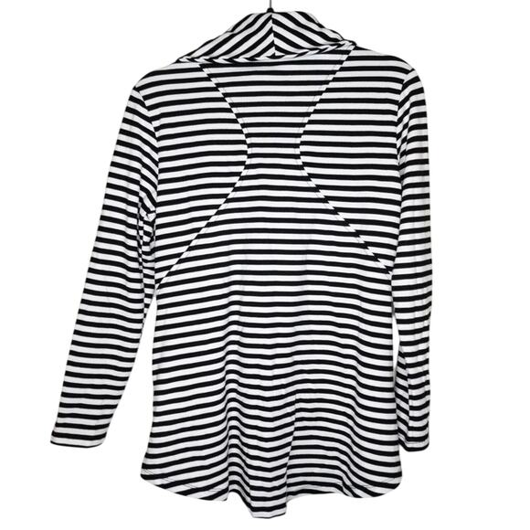 My Beloved Black White Striped Zip Jacket Women’s Medium Casual Comfort Top - Picture 7 of 7